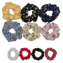 Load image into Gallery viewer, 10 Pcs/lot Soft Chiffon Velvet Satin Hair Scrunchie Floral Grip Loop Holder Stretchy Hair Band Leopard Women Hair Accessories