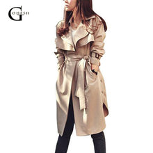 Load image into Gallery viewer, Fashion Women&#39;s Khaki Trench Spring Autumn Outerwear Casual Loose Coat Long Trench With Belt Elegant Lady Windbreak RH197