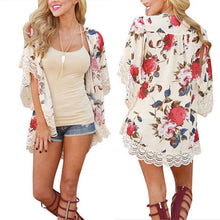 Load image into Gallery viewer, Fashion Summer Women Floral Cardigan Loose Blouse Summer Boho Lace Coat Shawl Kimono Cardigan Coat Female Beach Cover Up