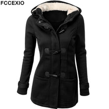 Load image into Gallery viewer, FCCEXIO 2019 Women&#39;s Wool Coat Autumn Winter Women Long Trench Coat Cotton Woollen Women Overcoat Hooded Fashion Coats S-5XL