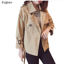 Load image into Gallery viewer, Spring Autumn jacket women 2018 fashion loose coat long sleeve turn-down double breasted casual short female outerwear jacket