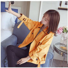 Load image into Gallery viewer, Spring Autumn jacket women 2018 fashion loose coat long sleeve turn-down double breasted casual short female outerwear jacket